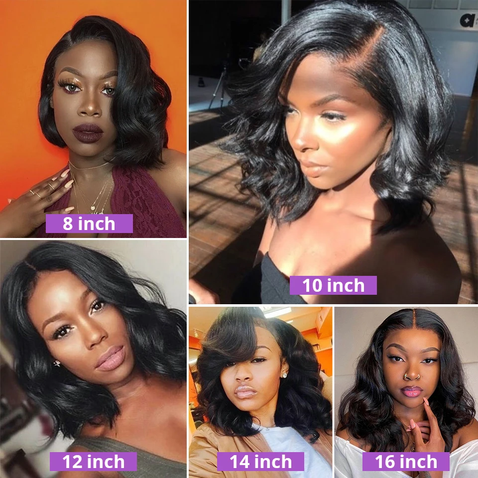 Body Wave Short Bob Wigs 13X4 Lace Human Hair Wigs For Women Pre Plucked Loose Wave Lace Frontal Wig Brazilian Remy Hair