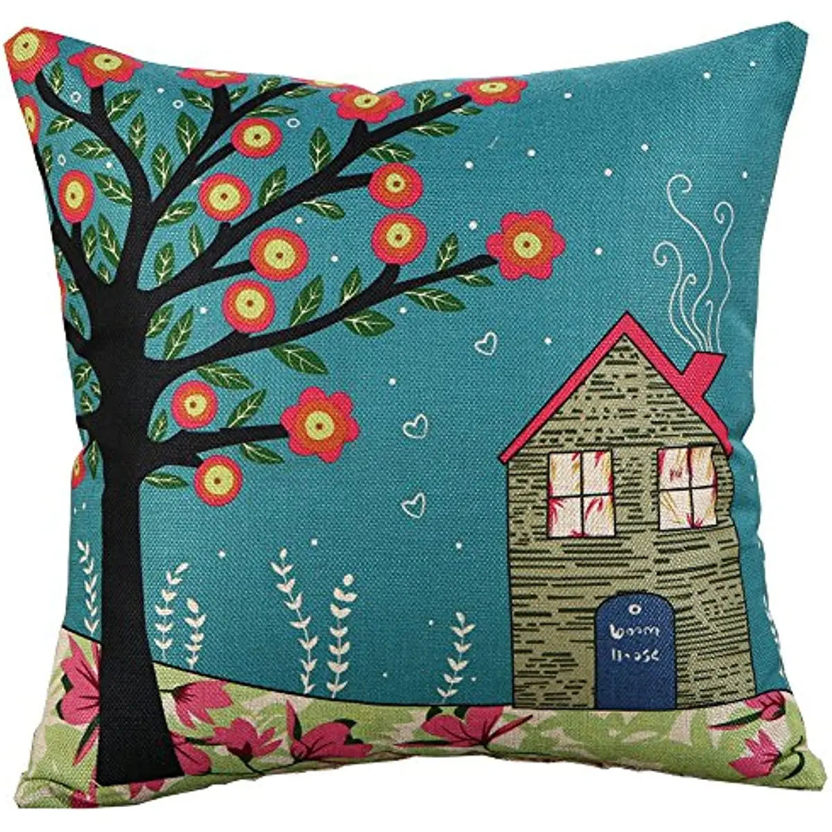 

Bugat бежевые квадратные декоративные наволочки-наволочки для подушек в помещении или на улице (Теплый коттедж, 18x18 дюймов)