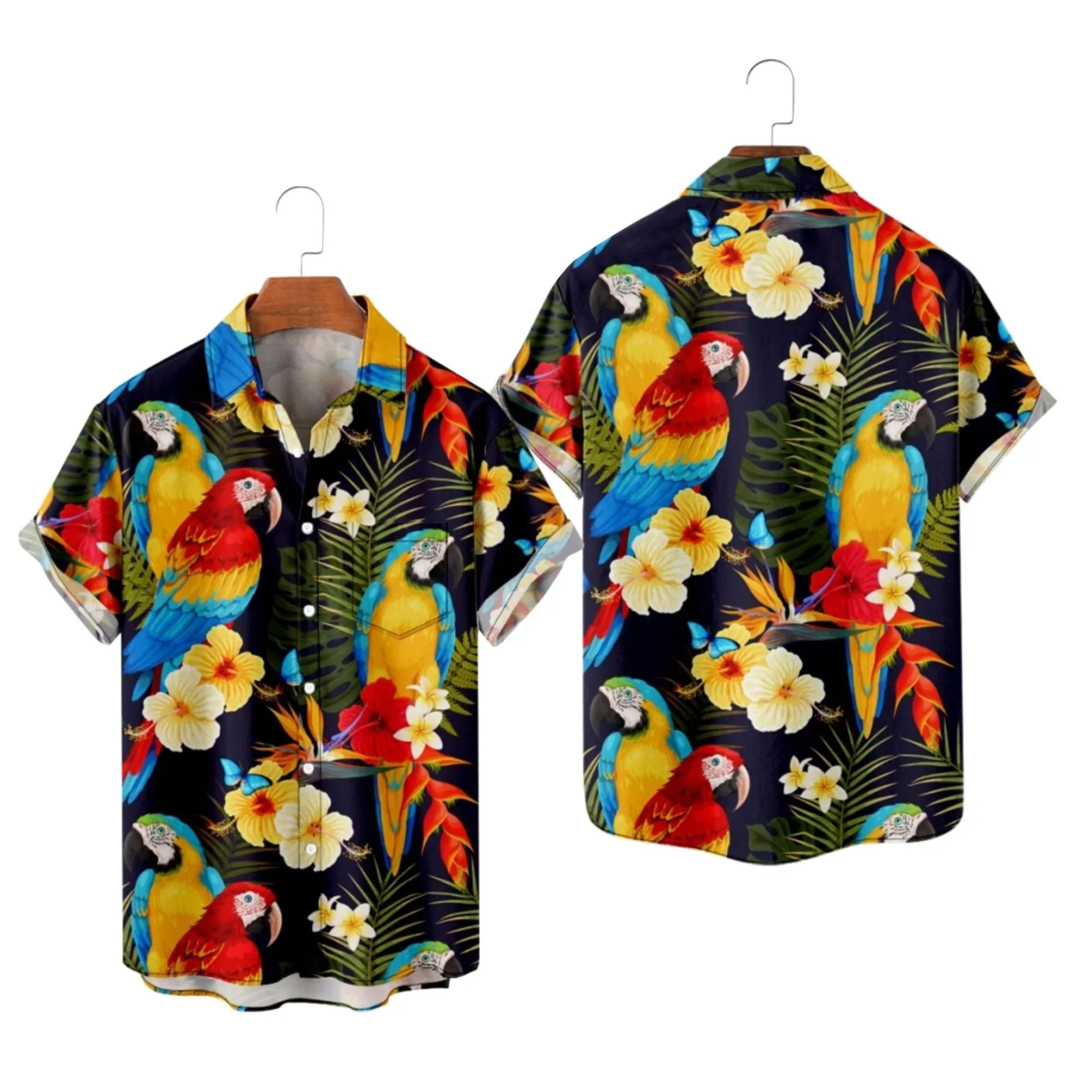 

Mens Printed Hawaiian Shirts Short Sleeve Button Down Beach Shirts Active Mens Tops