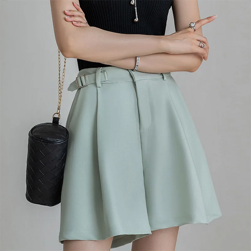 

Шорты женские мягкие с завышенной талией, повседневные Модные трапециевидные штаны для воркаута, фитнеса, офиса, с карманами, лето 2022