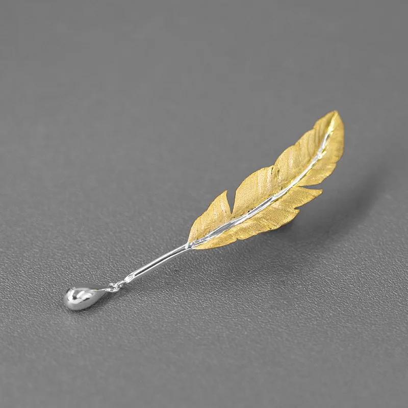 

INATURE Vintage Feather Brooch Pin 925 Sterling Silver Angel Wings Brooches For Women Jewelry Gift