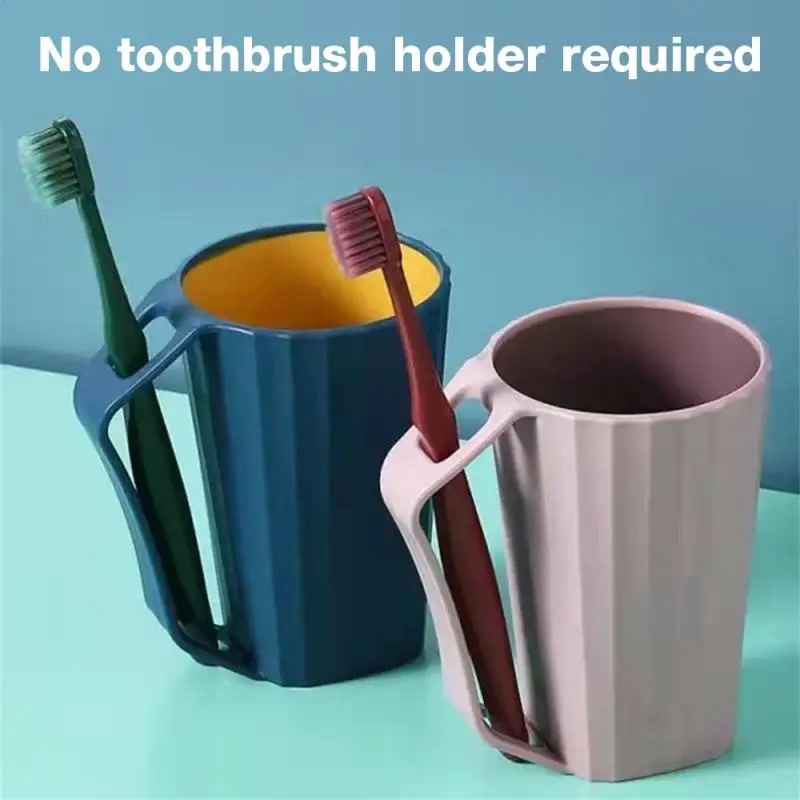 

Household Mouthwash Cup With Handle Bathroom Couple's Brushing Cup Toothbrush Storage Rack Plastic Tooth Mug Storage Cups