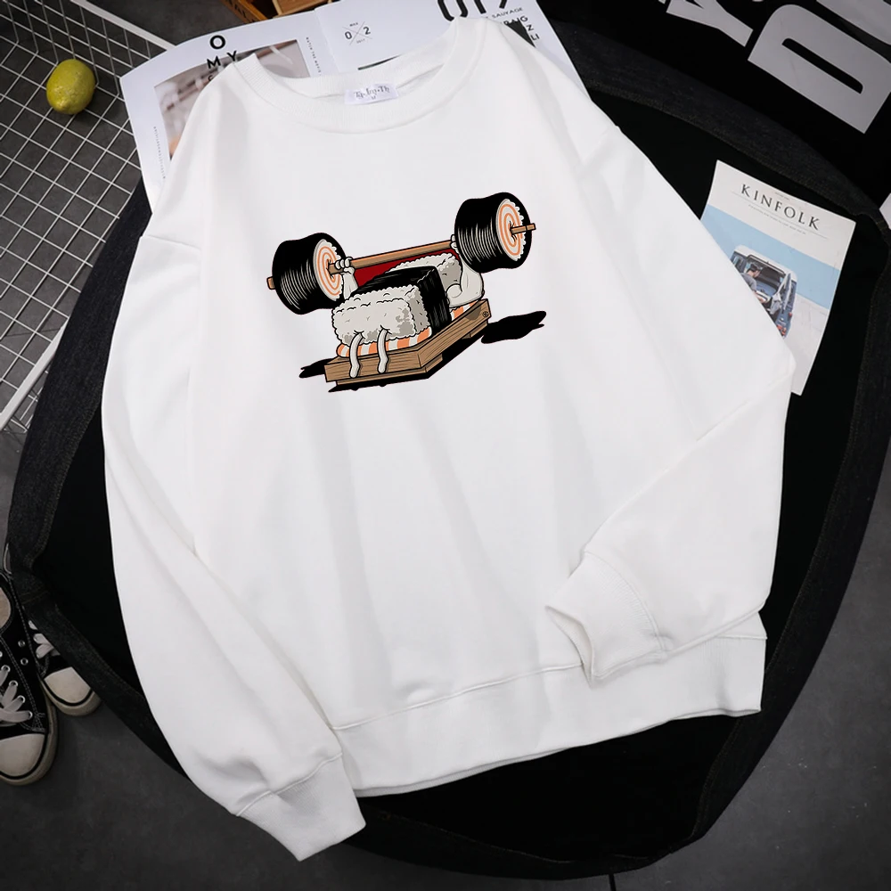 

Cartoon Of Dumbbells Being Lifted Printing Mens Sweatshirt Autumn O-Neck Hooded Fashion Fleece Warm Hoodies Loose Casual Man Top