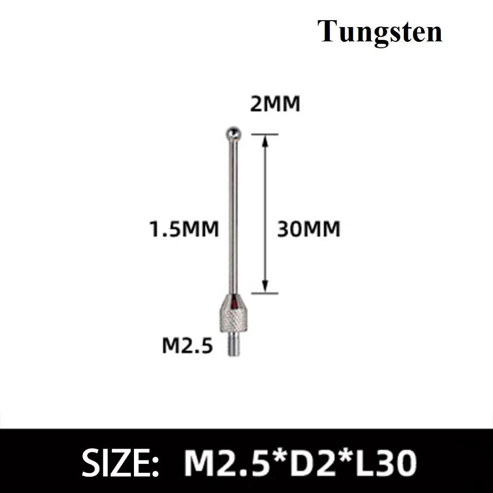 

2mm Contact Points Tip Indicator Probe Carbuncle Tungsten Steel Head M2.5 Thread Micrometer Gauge Indicator Probe Dial Tester