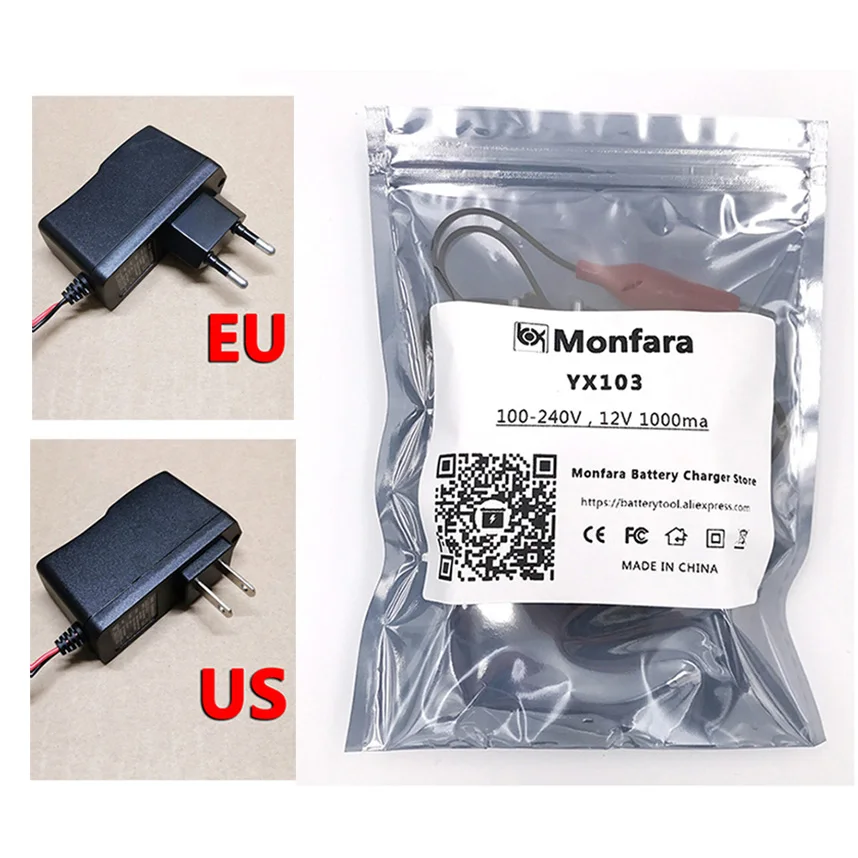 universal 12v 1a chargers smart lead acid agm gel battery charger for car motorcycle 12 v volt 7ah 10ah 20ah auto charging unit free global shipping