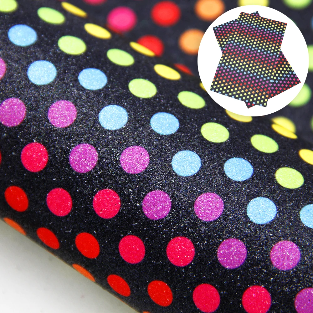 Блестящие тонкие Искусственные кожаные листы Tie Dye Heart Dot Star печатные