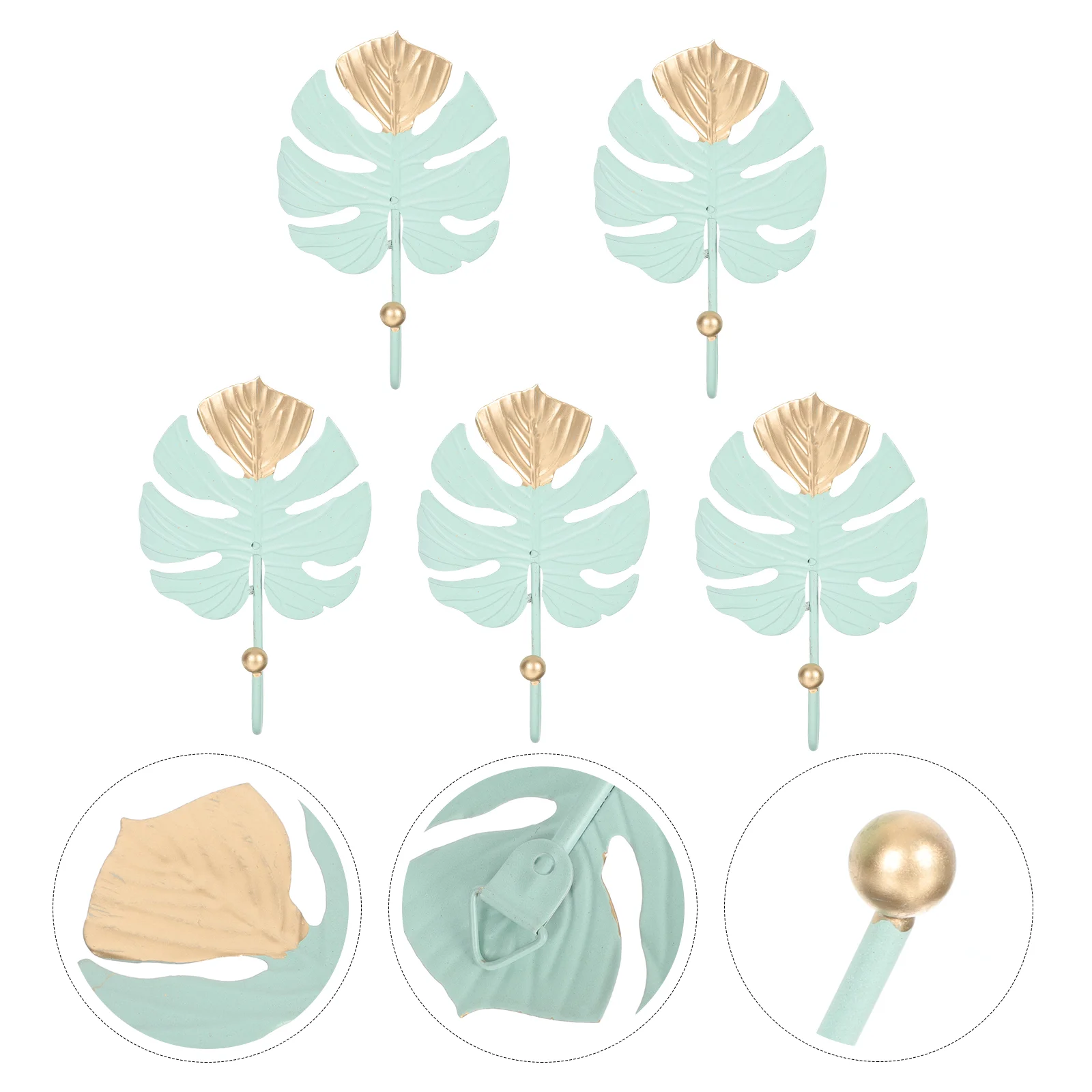 

5pcs Decorative Hooks Monstera Shape Hooks Wall Coat Hooks Wall Hanging Hooks for Home Office Bedroom