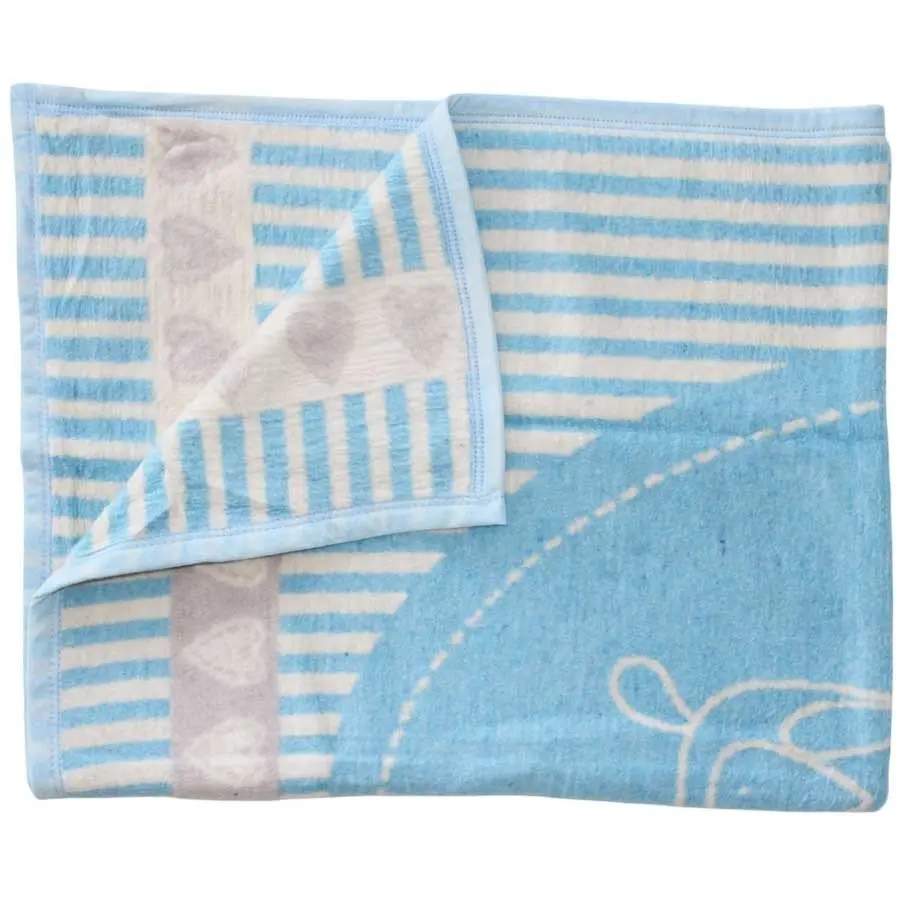 

Blue Tavşanlı Cotton Baby Blanket (90x120)