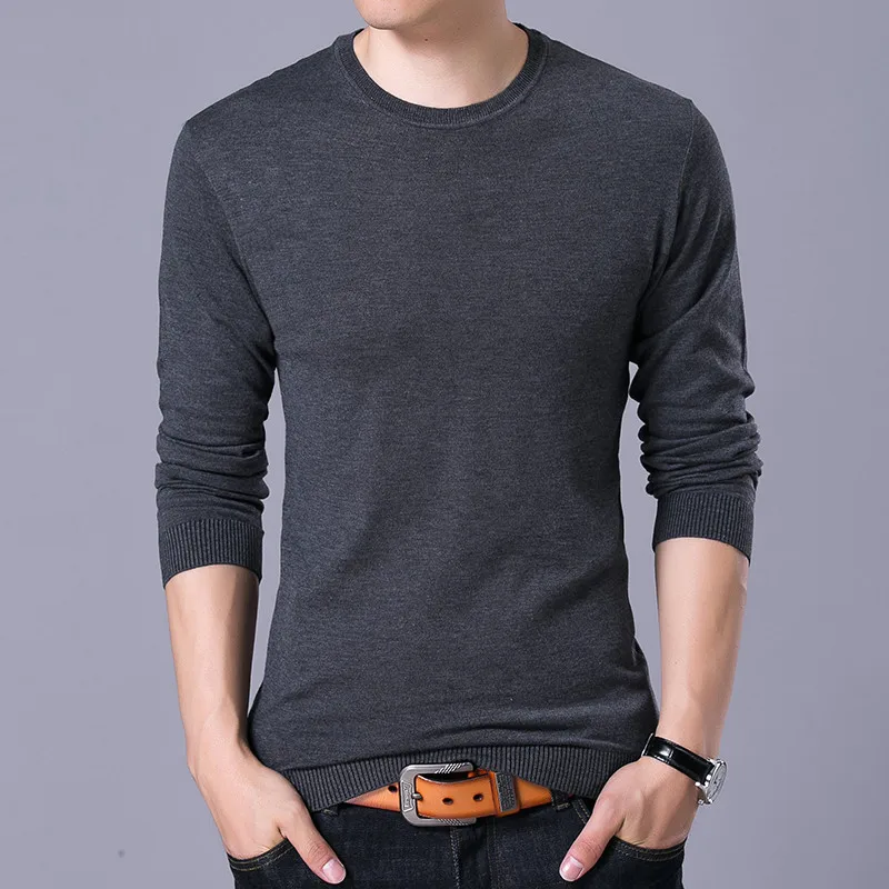 Covrlge Fashion Solid Men's Sweater 2019 Autumn New O-neck Black Sweater Mens Jumpers Male Pollover Knitted Polo Shirt MZL001