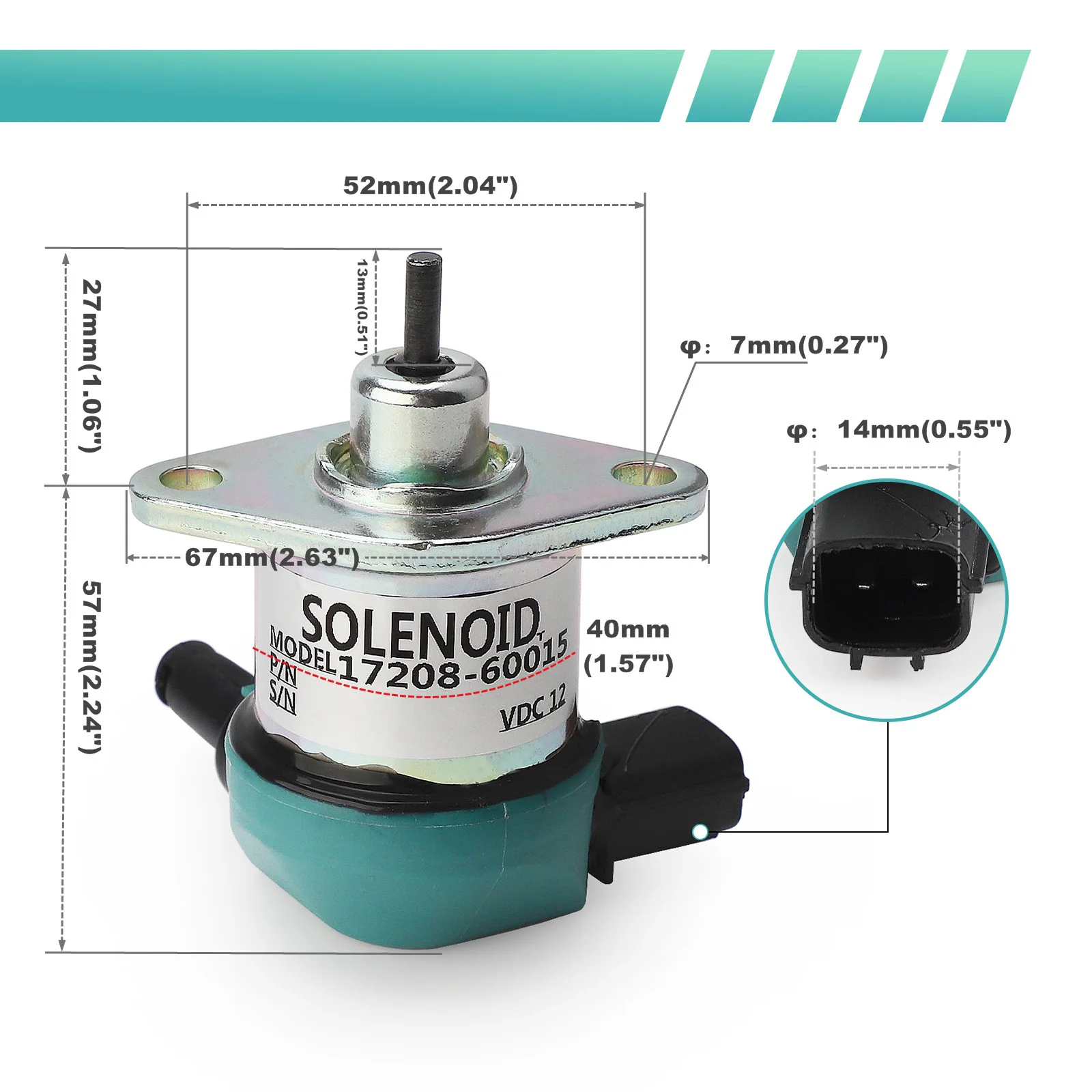 Для Kubota D1005 D1105 D905 Соленоид отключения 17208-60015 17208-60016 17208-60017 17208-60010 остановки 12 В