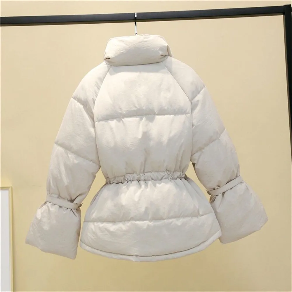 2023 New Winter Hooded Long Sleeve Solid Color Black Cotton-padded Warm Loose Jacket Women Parkas Fashion Outwear Basic Tops