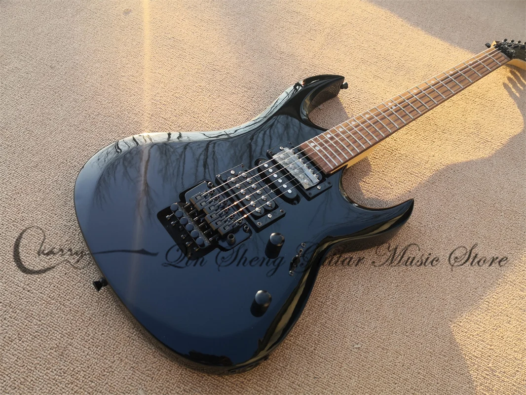 

Black Electric Guitar Tremolo Bridge HSH Pickups X6 Body Maple Neck Rosewood Fingerboard Black Tuners