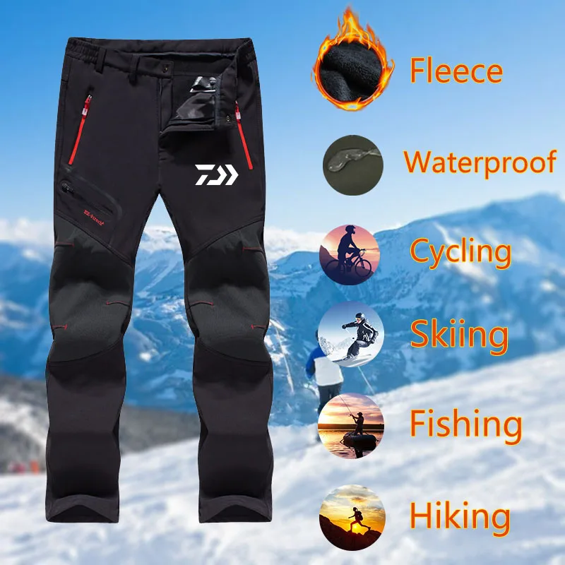 

Man Softshell Fleece Pants Camping Climbing Fishing Trekking Hiking Winter Waterproof Breathable Pant Sport Trousers Cargo Pants