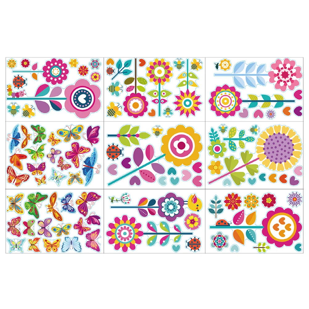 

Sheets of Flower Butterflies Window Decals Decorative Wall Stickers Wall Decals for Kindergarten