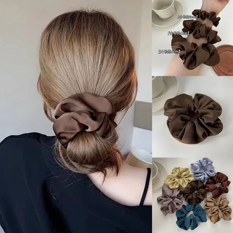 

French Silk Texture Hair Accessories Women Elastique Cheveux Complementos De Moda Scrunchies Gomas Pelo Mujer Bands Tie Satin