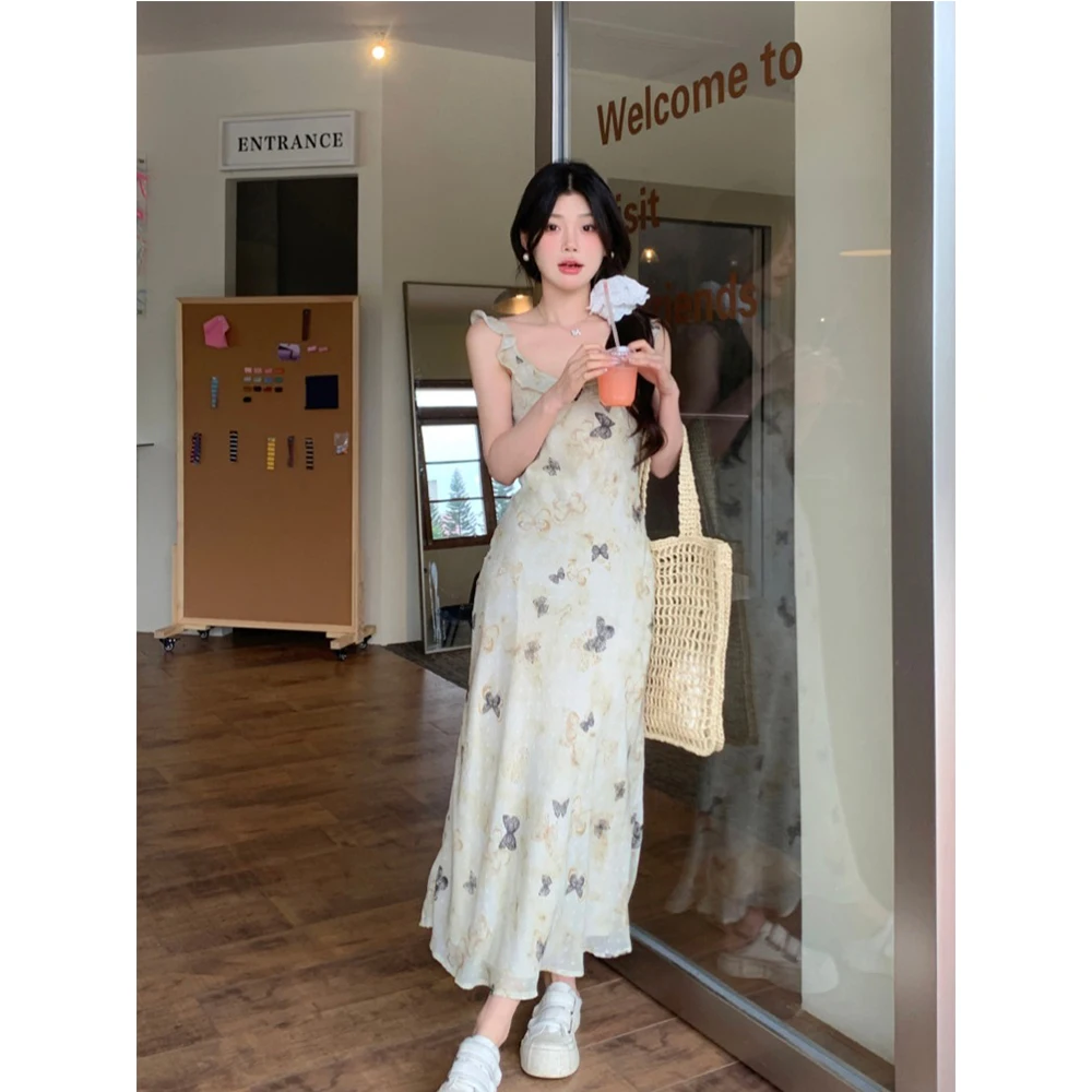 Женское ТРАПЕЦИЕВИДНОЕ ПЛАТЬЕ с принтом летнее облегающее длинное платье на