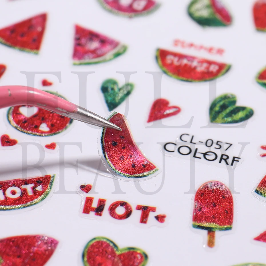 3D Милые Фрукты Наклейка Для Ногтей Арбуз Ананас Папайя Дракон Киви Вишня Лето