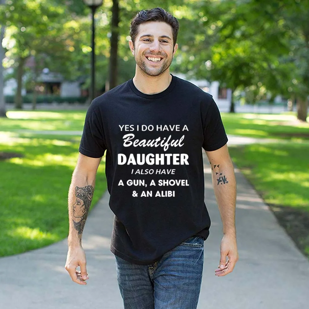 

Yes I Do Have A Beautiful Daughter Print Men's Summer T-shirt Short Sleeve Harajuku Streetwear Dad Life Tees Tops Fashion Tshirt
