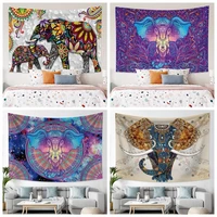 mural elephant tapestry bohemian hippie aesthetic wall hanging trippy bedroom boho background polyester printing home decoration