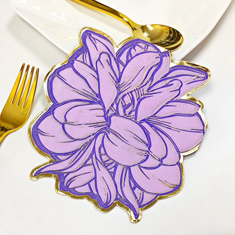 

Одноразовые бумажные салфетки с фиолетовым цветком