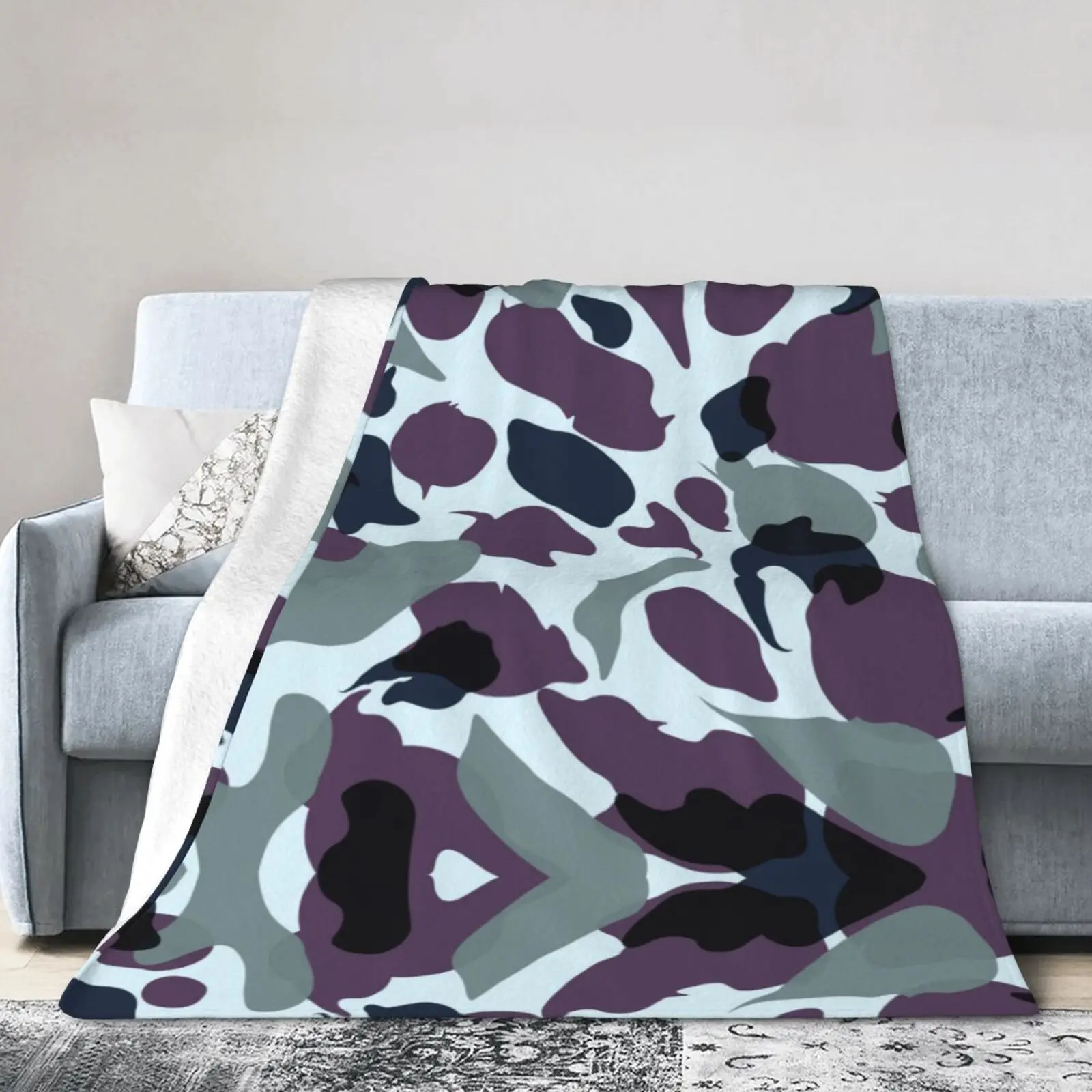 

Blue Camouflage Jungle Military Enthusiast Flannel Blanket Sofa Warm And Soft Living Room Set Office Outdoor Travel 60*80 Inch