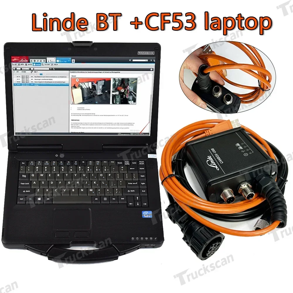 Фото Toughbook CFC2 ноутбук и Для Linde Canbox адаптер BT Kit Pathfinder LSG вилочный погрузчик Профессиональный диагностический инструмент №1