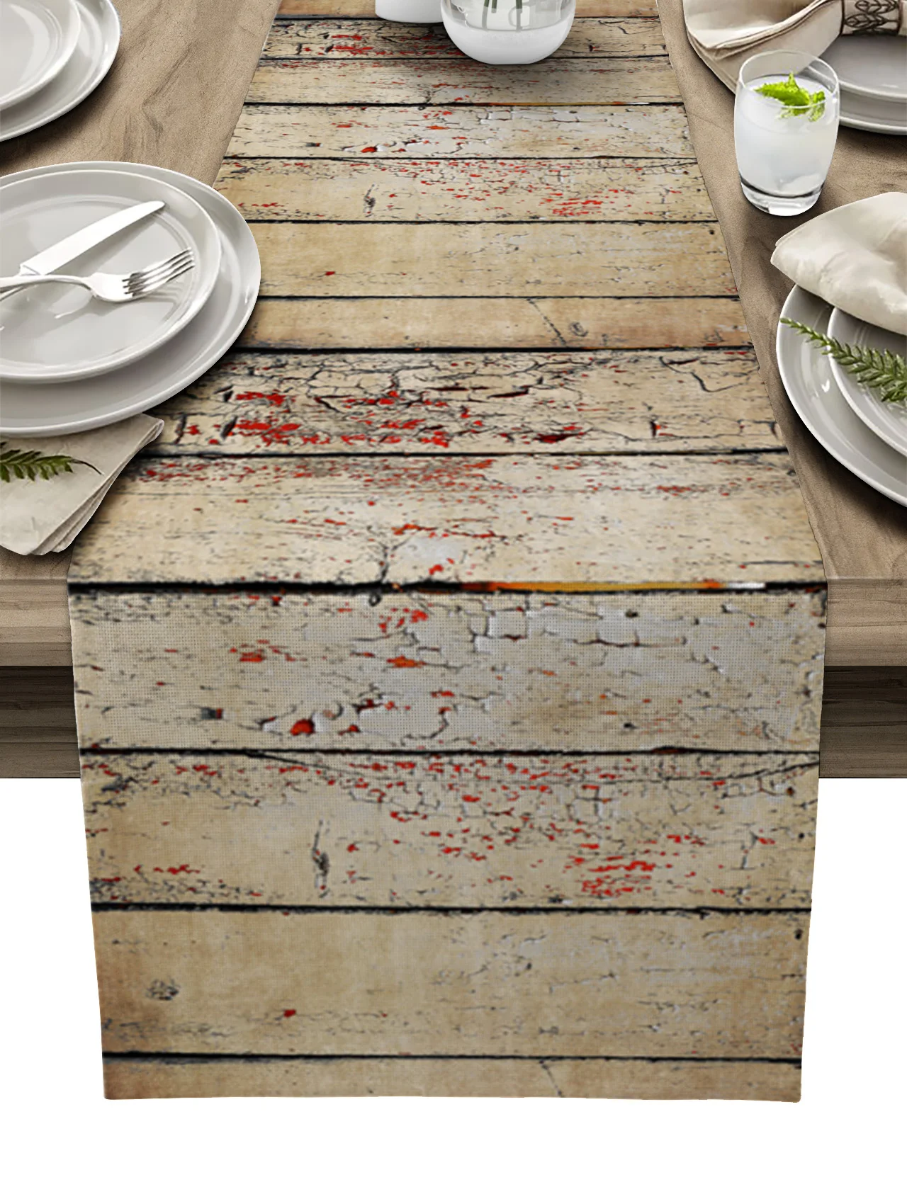 

Деревянная зернистая Ретро ферма коричневая настольная дорожка для свадьбы праздничного обеденного стола Обложка Ткань технические украш...