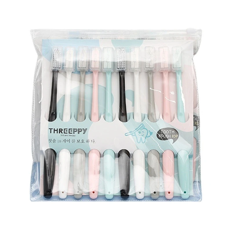 

10 шт./компл. зубная щетка Macaron для взрослых семейная упаковка, зубная щетка с мягкой щетиной и защитным чехлом, инструменты для ухода за полостью рта