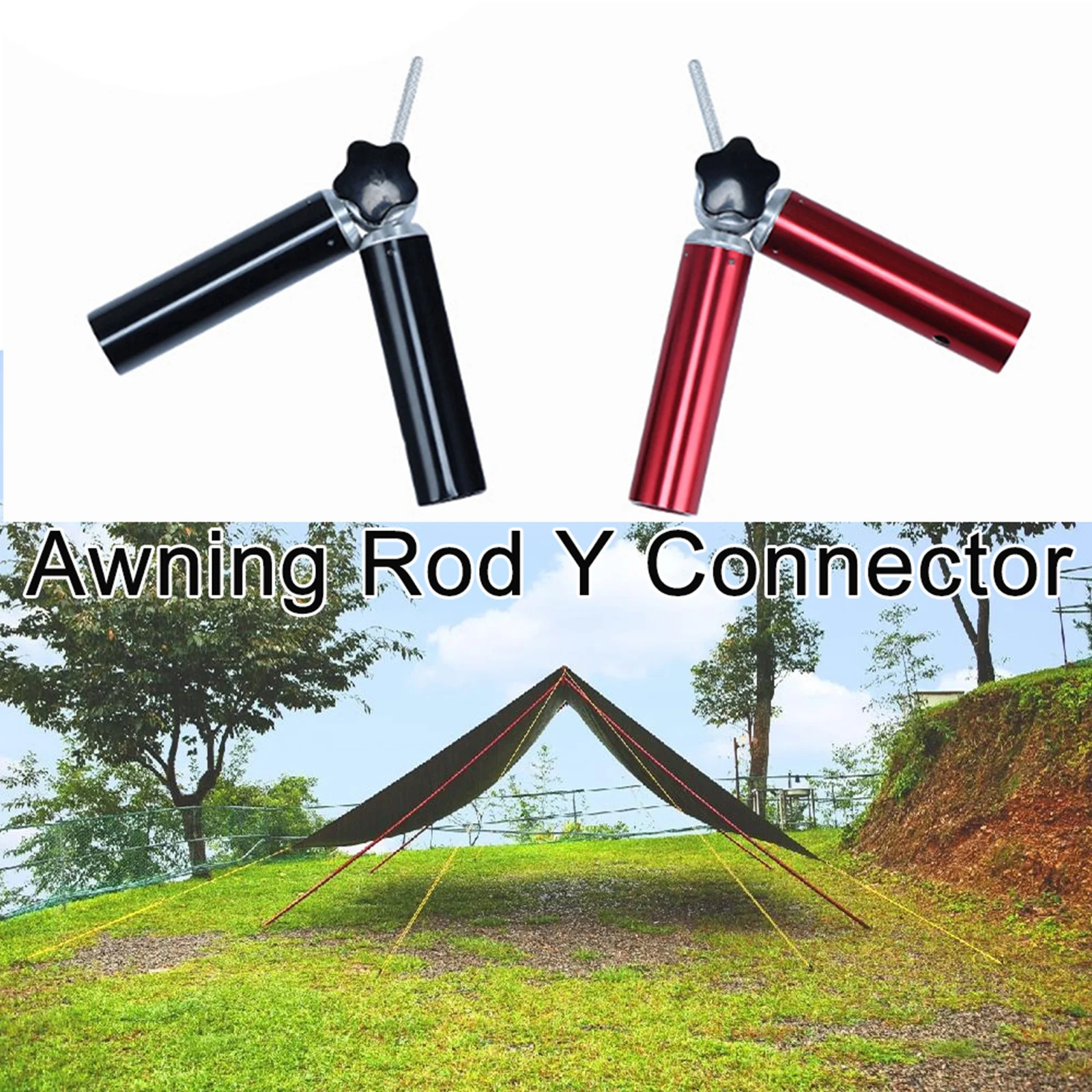 

Aluminum Alloy Camping Awning Rod Y-shaped Tube Connector 180 Degree Adjustable Connector Canopy Pole Accessories