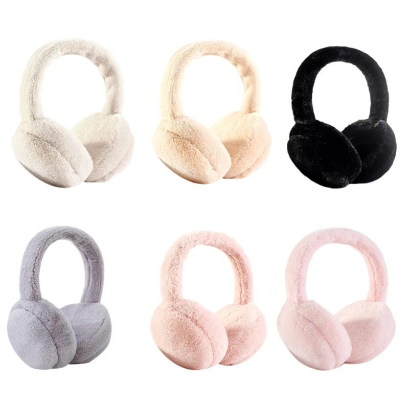 

Women Men Winter Warm Cute Faux Furry Earmuffs Headband Outdoor Windproof Solid Color Foldable Fluffy Ear Covers Warmers T8NB