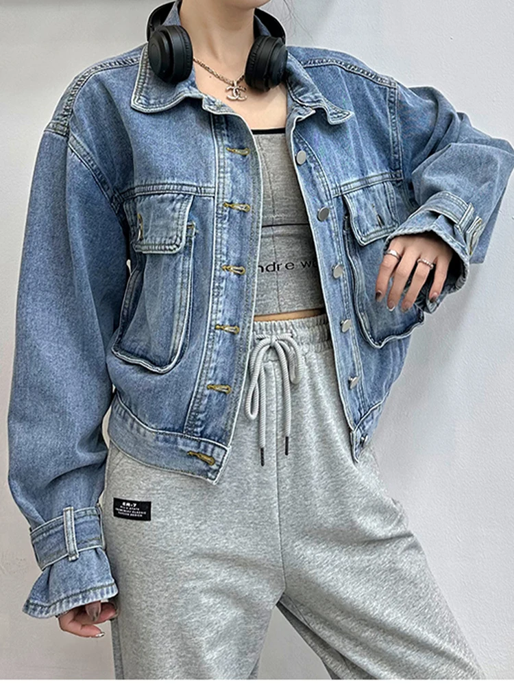

Casual Denim Coat Single Breasted Loose Top 2023 New Korean Fashion Women'S Clothing