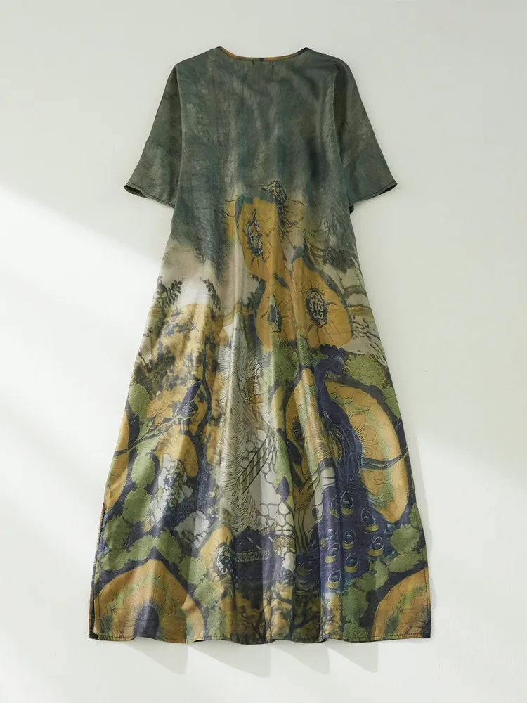 Женское летнее длинное платье повседневные свободные женские платья с принтом