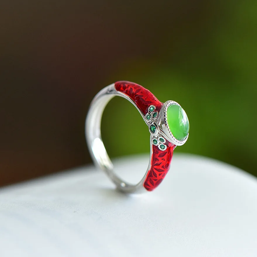 HX серебряный цвет имитация Hetian Biyu Кольцо женское Ретро стиль литературное