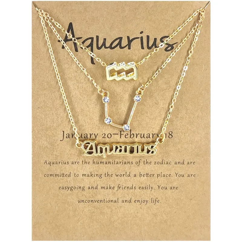 

Libra Scorpio Sagittarius Layered Necklace Women 12 Constellation Chain Pendant Necklaces 3Pcs Set Multilayer Choker Jewelry