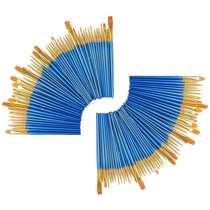 

Набор кистей для рисования, 106 шт., искусственные кисти для рисования акварелью, 100 шт. синих и 6 шт. деревянных цветов