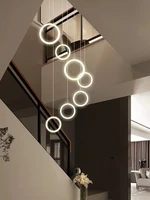 modern minimalist staircase acrylic chandelier loft apartment duplex floor chandelier living room villa ring long chandelier