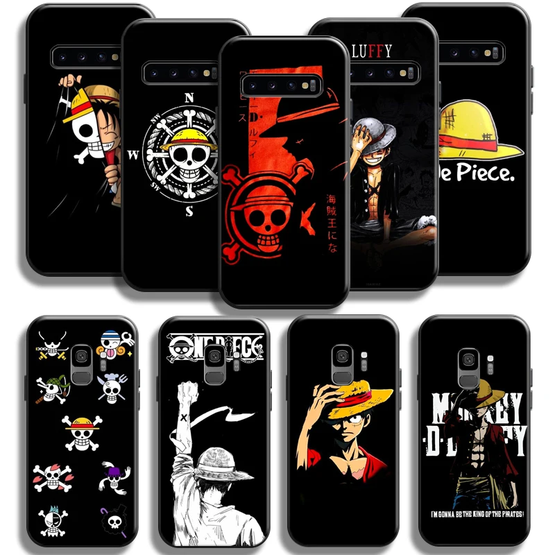 

Anime One Piece Luffy Phone Case For Samsung Galaxy S10 5G S9 S8 Plus S10 Lite S10E Black TPU Funda Coque Liquid Silicon Soft