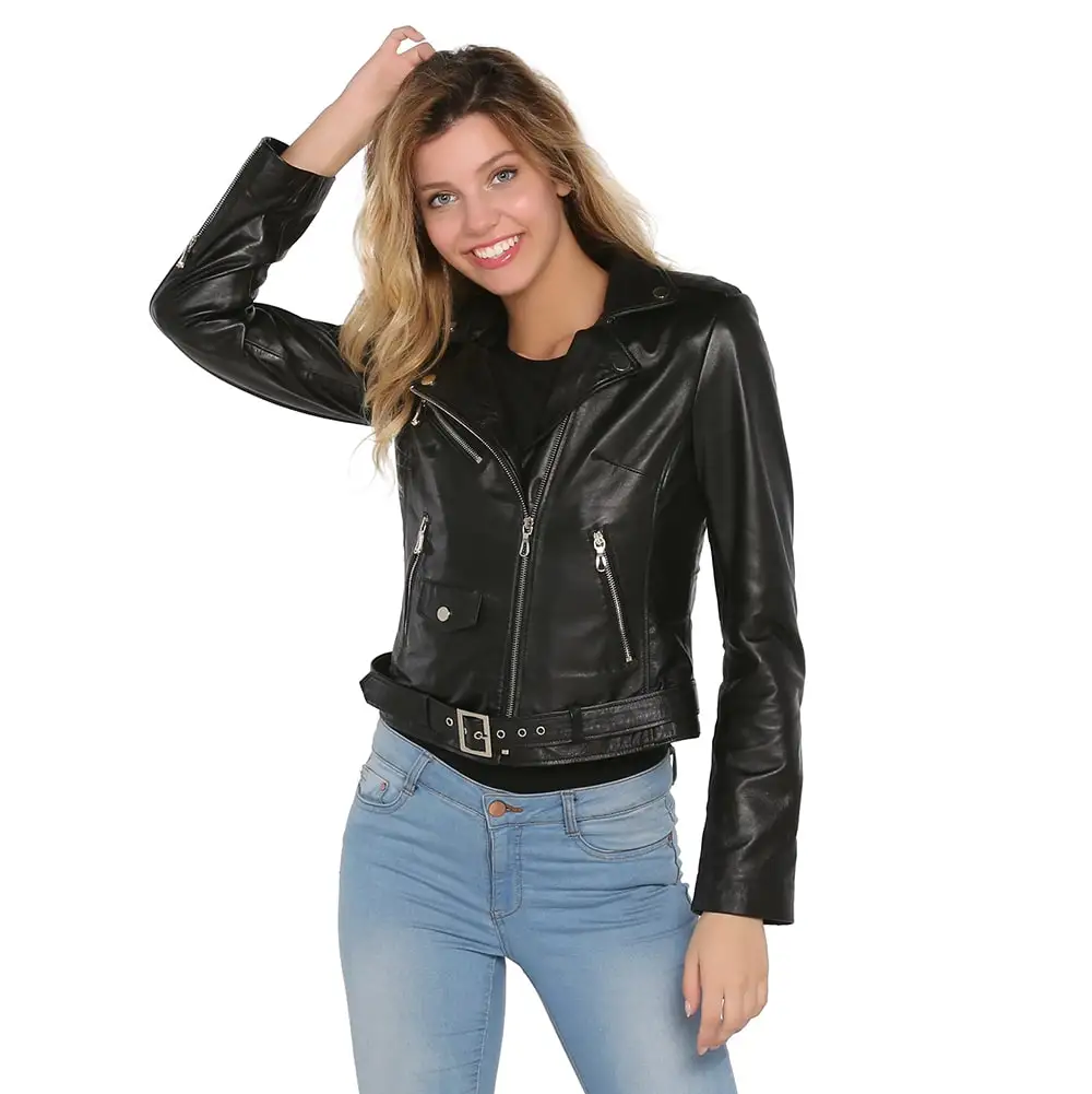S'elite collection real leather women's jacket black Zig genuine leather handmade water repellent winter autumn spring for gift
