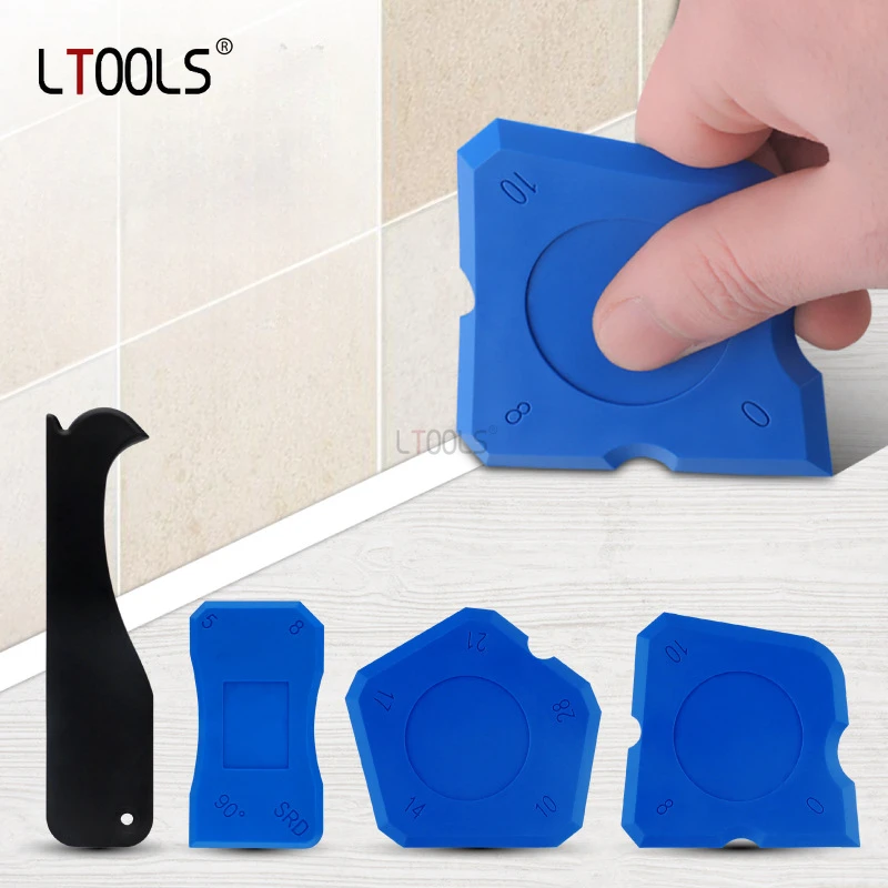 

4pcs Silicone Glass Cement Scraper Sealant Grout Remover Tool Home Finishing Caulking Tools Home Cleaning Hand Spatula Tool