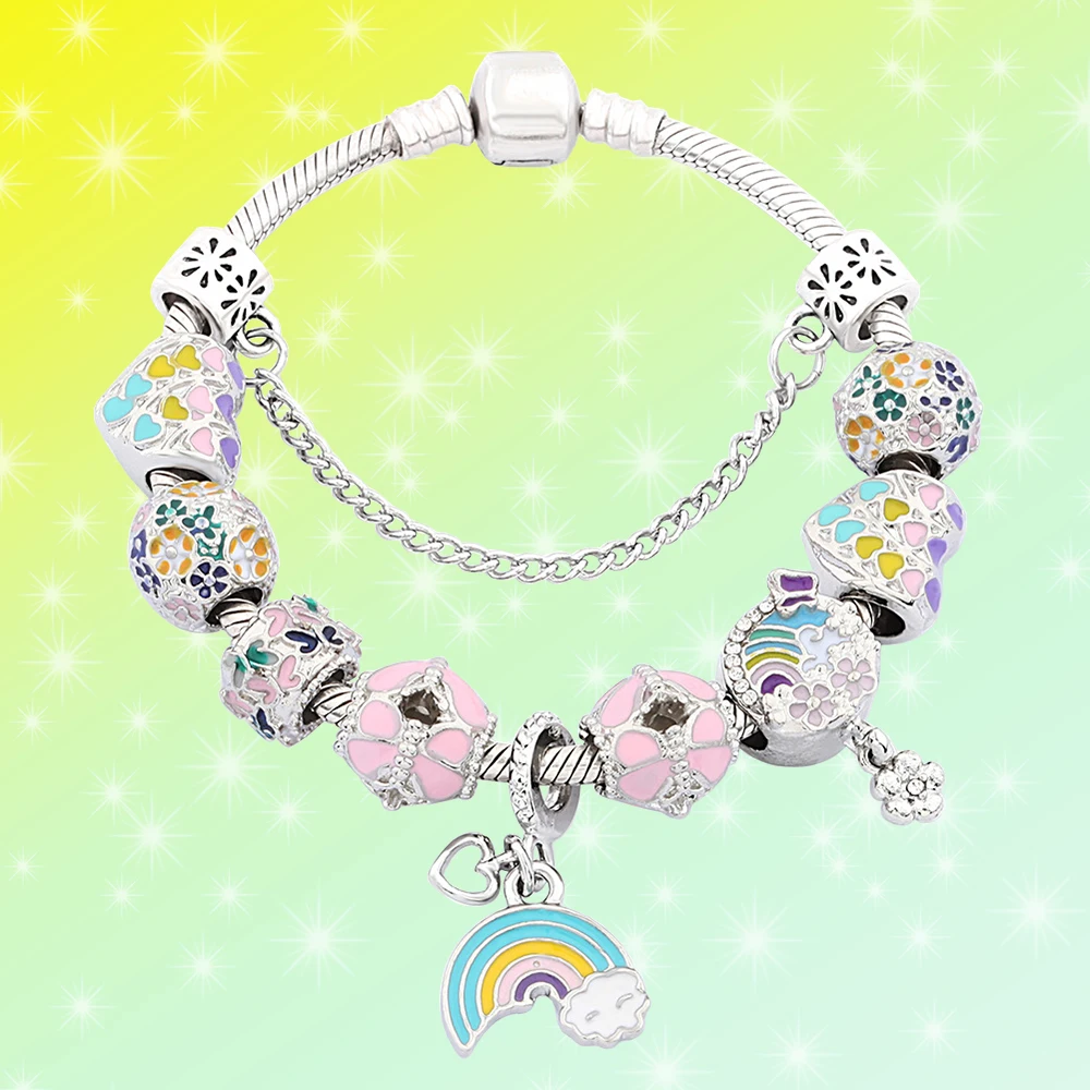 

Colorful Rainbow Beads Snake Bone Bracelet 925 Silver fit for Original Making Luxury Jewelry Women Gifts