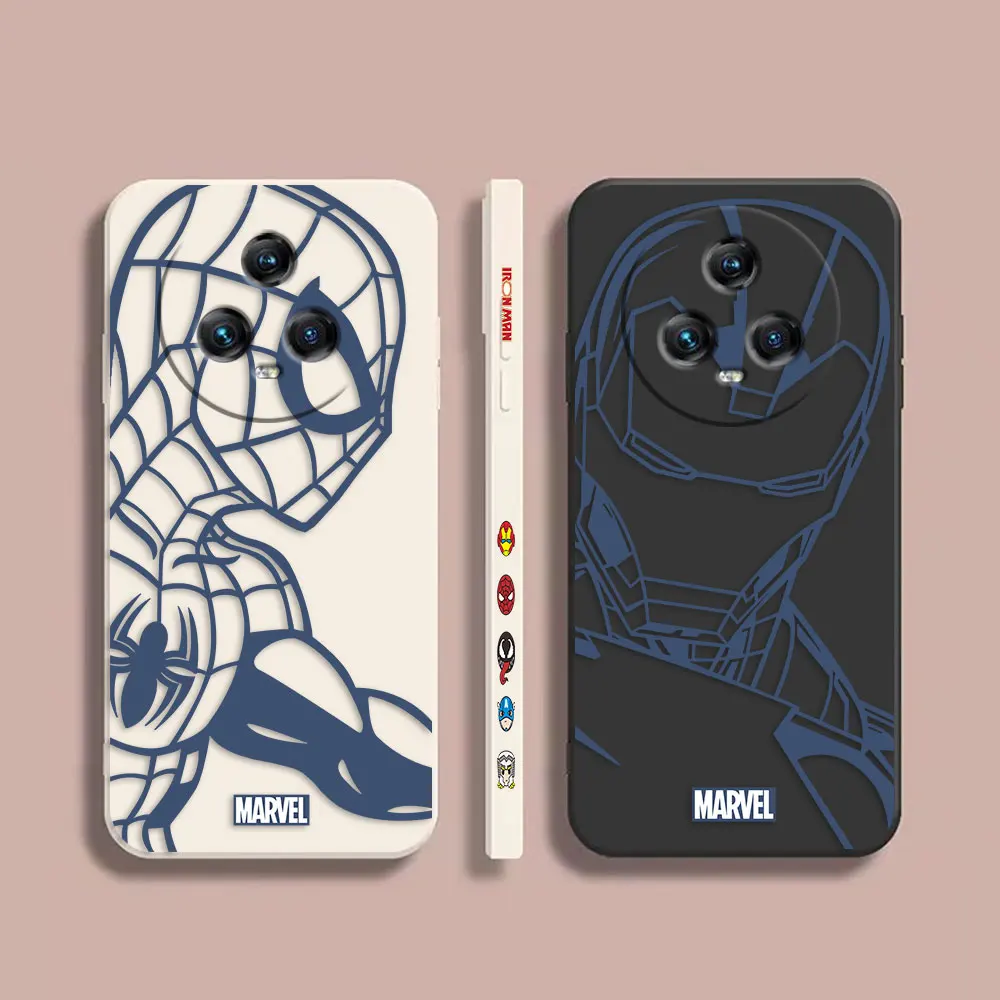 

Case For Honor MAGIC 3 4 5 Note V20 V30 V40 X30 X40 PLAT 5 5T PRO MAX 5G Simple Liquid Silicone Case Marvel's Iron Spider-Man