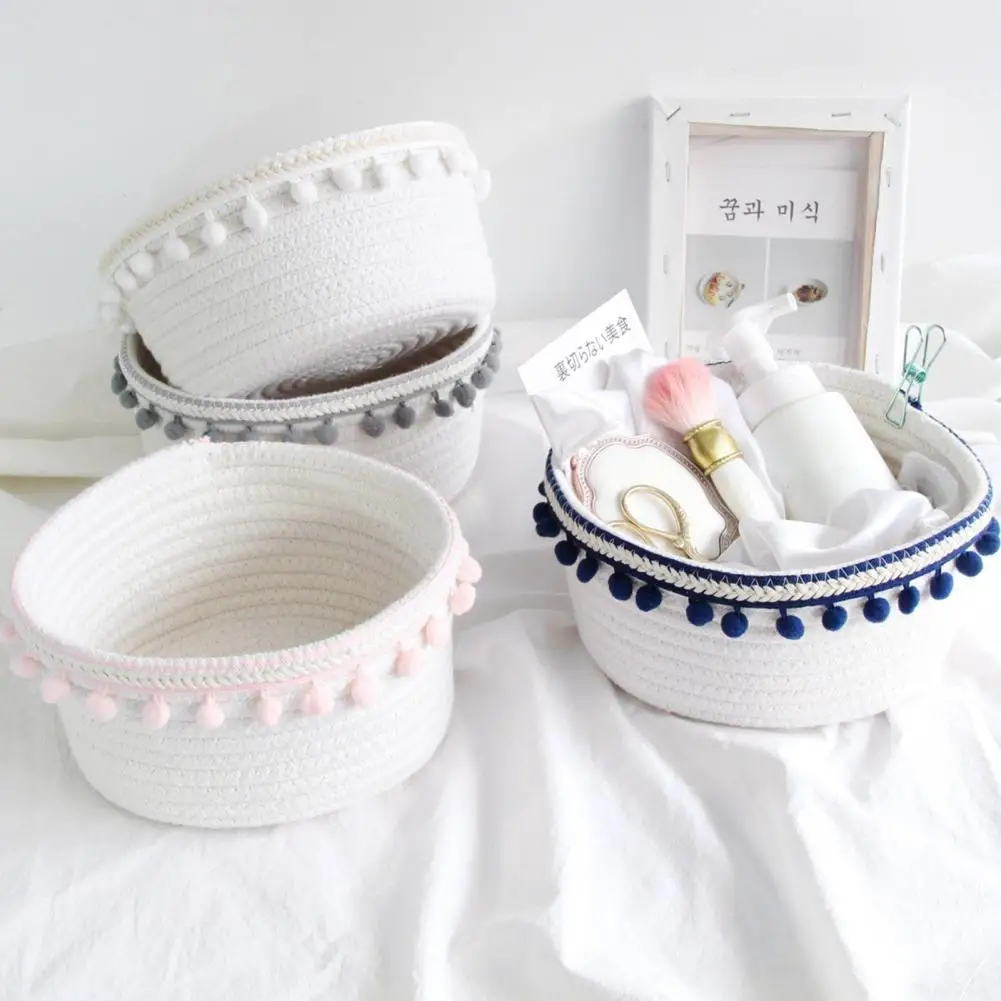 

Storage Basket Handcrafted Anti-slip Nordic Style Handmade Desktop Sundries Woven Basket Bathroom Supplies
