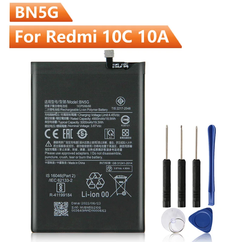 

NEW Replacement Phone Battery BN5G For Xiaomi Redmi 10C Redmi 10A 5000mAh With Free Tools