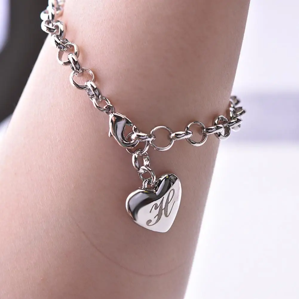 

Bracelet Trendy Lightweight Electroplating Heart Shape Initial Charm Bracelet Birthday Gift Women Bracelet Girls Bracelet