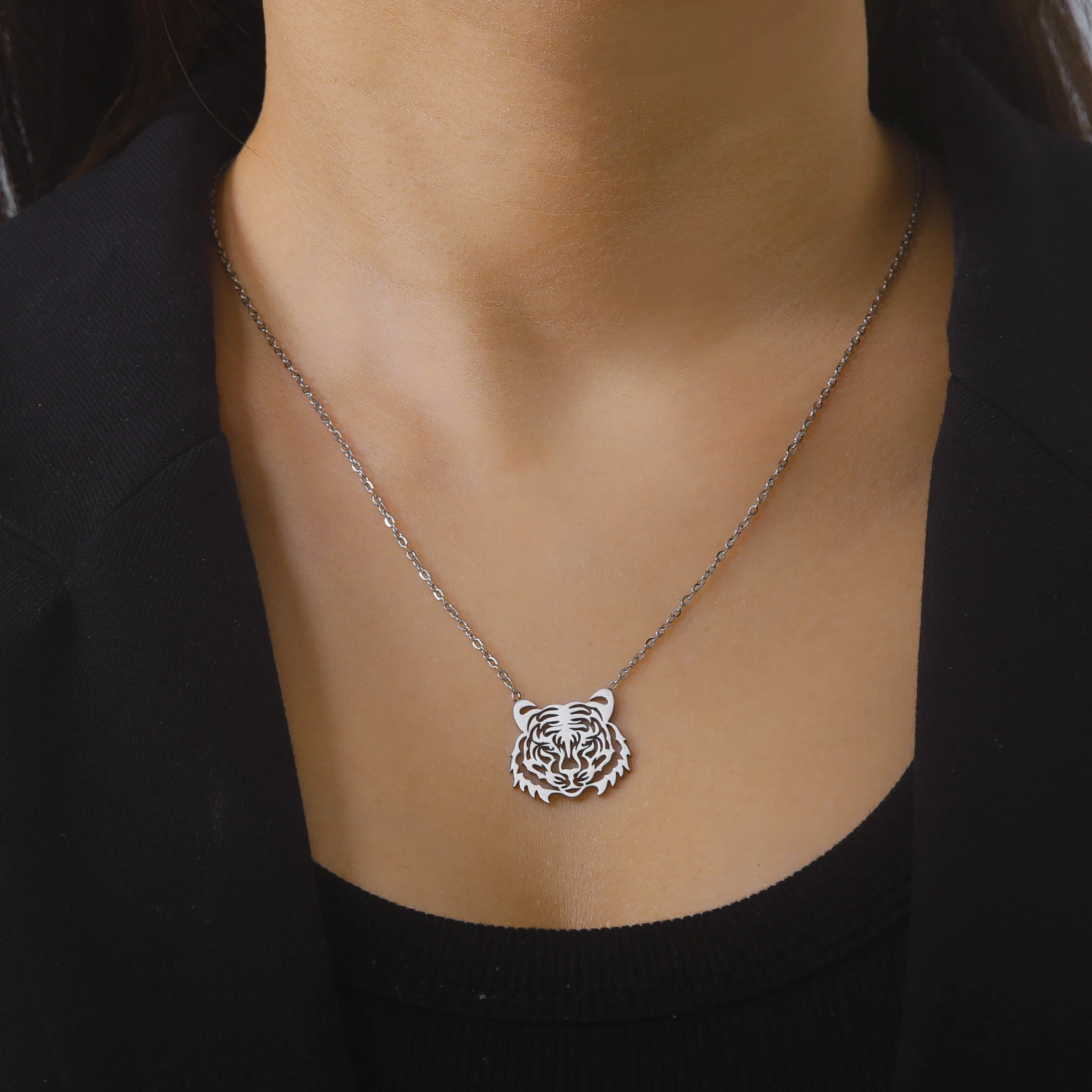 LIKGREAT модные ожерелья с подвеской в виде тигра и животного из нержавеющей стали