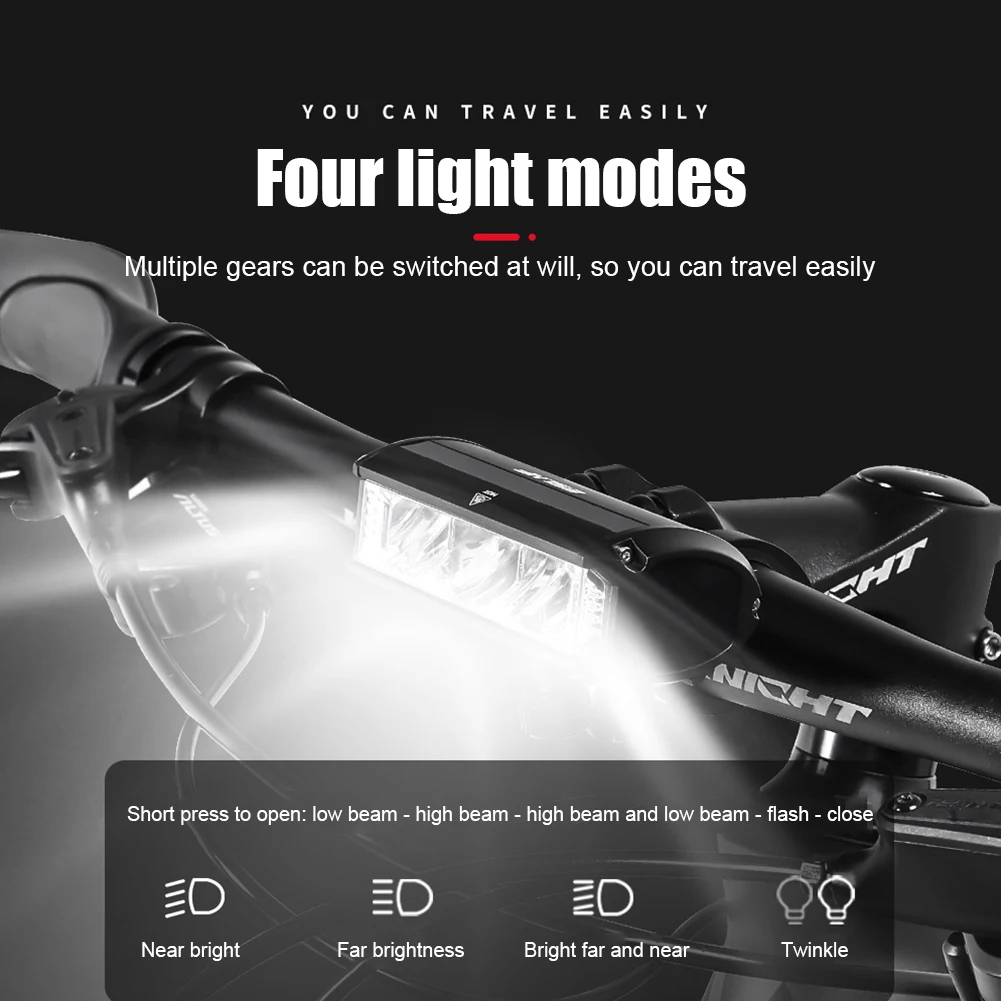

Bicycle Flashlight Type-C USB Rechargeable Aluminium Alloy Bike Headlight Flashlight High Brightness Riding Cycling Accessories