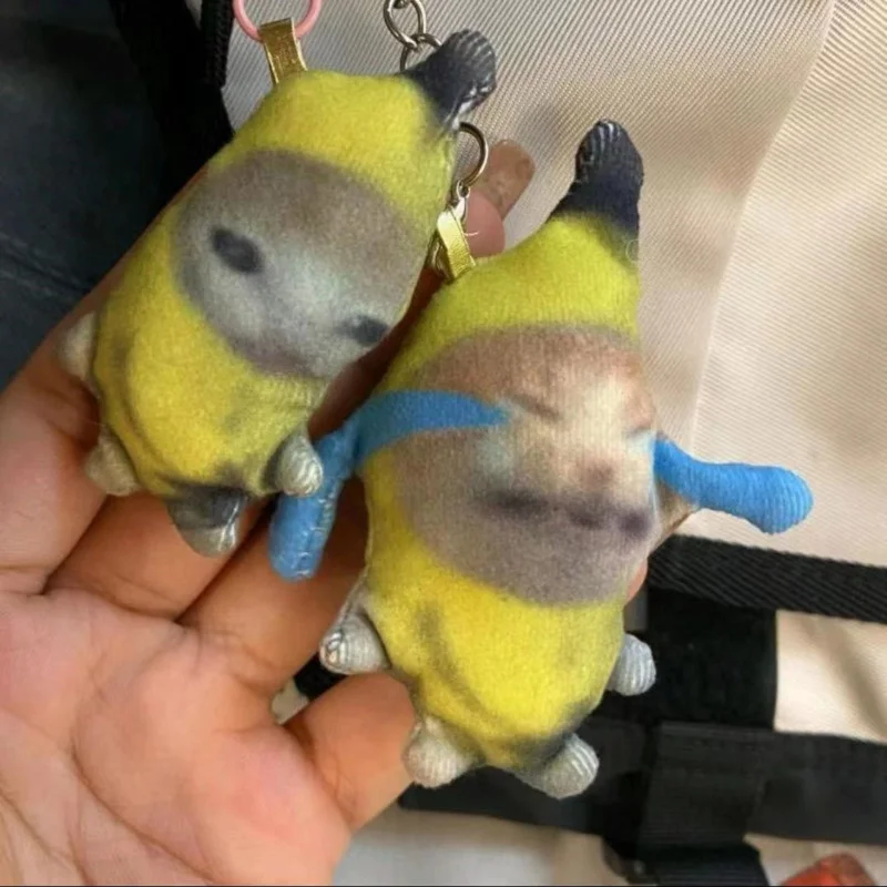 

2023 New Banana Cat Plush Pendant Cute Crying Banana Cat Funny Keychain Car Bag Pendant Keyring Accessories Gifts To Classmate