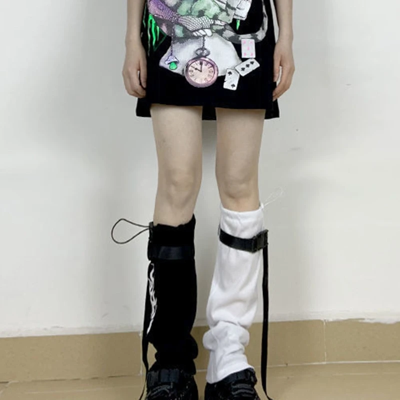 Punk Gothic Leg Warmer Fire Printed Foot Cover Leg Sleeve Long Socks Party Sports Casual Stockings 37JB