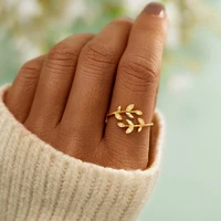 new fashion rhinestone branches leaves adjustable tail ring for women girl accessories wedding party jewelry wholesale