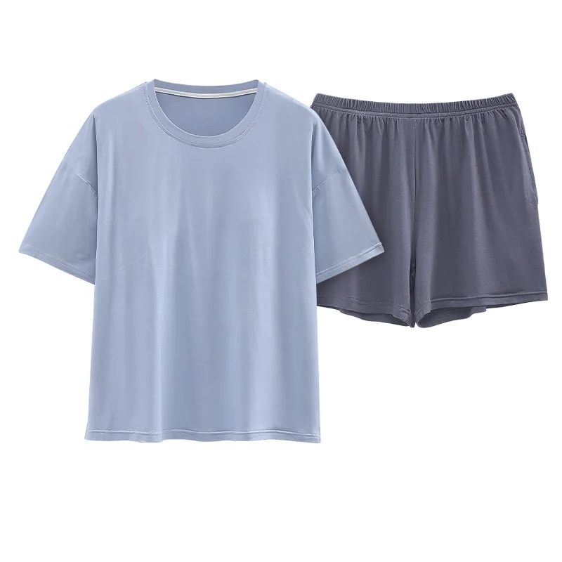 Print Pajamas with Chest Pads Women's Modal Short-sleeved Female Summer Thin Two Piece Sets Homewear Sleepwear Young Girl Stye